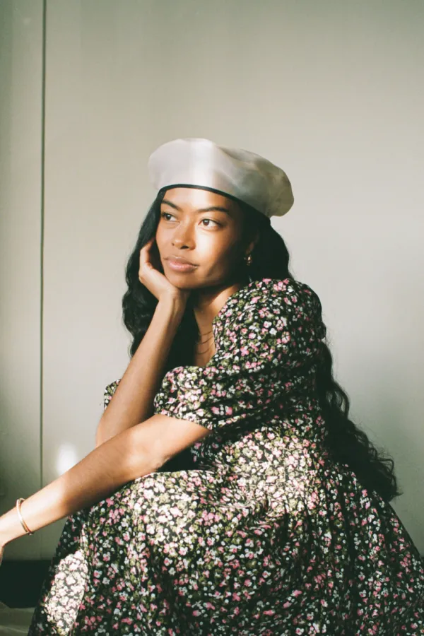 Accessories>A Bronze Age Bon Bon Hat Champagne Organza
