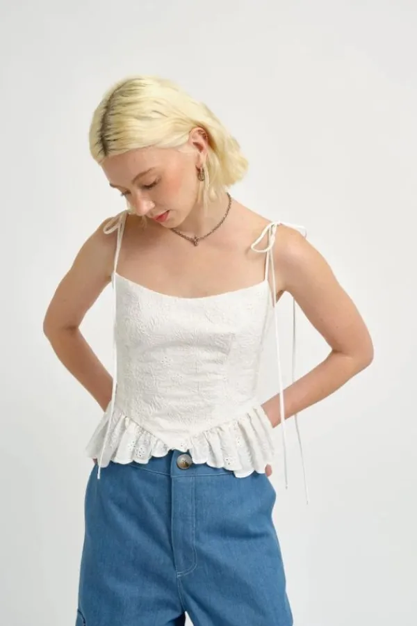 Tops>Eliza Faulkner Candy Corset | White Eyelet