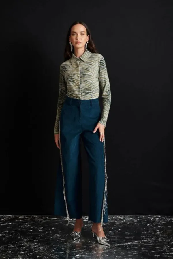 Bottoms>Sister Jane Carmen Cord Trousers | Space Blue