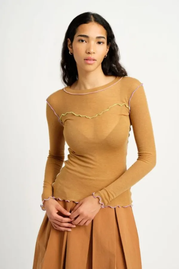 Tops>Eliza Faulkner Delia Long Sleeve Tee | Camel