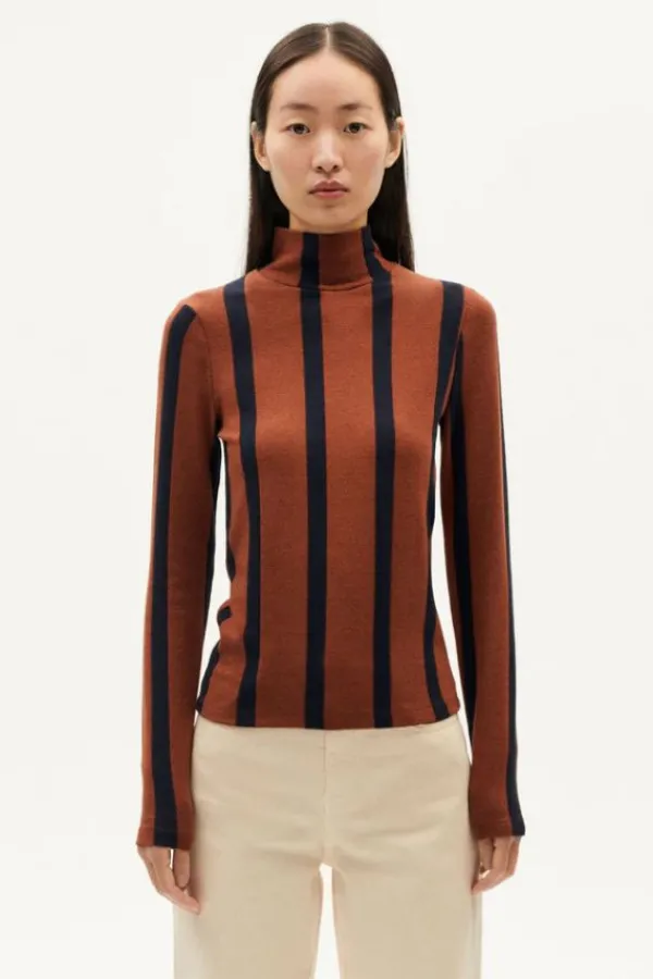 Tops>Thinking Mu Ellen Striped Wool Top | Toasted Navy