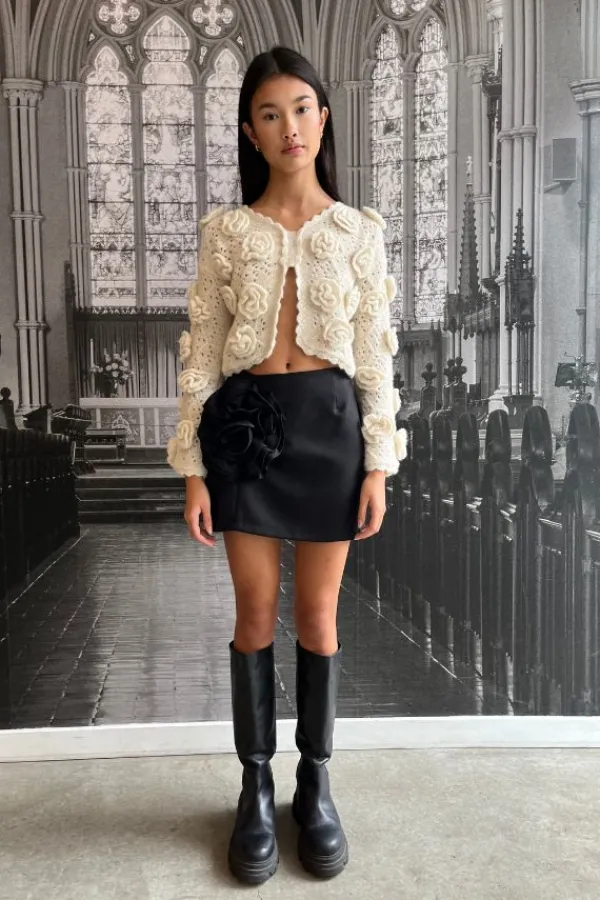 Bottoms>Tach Fabrizia Wool Mini Skirt | Black