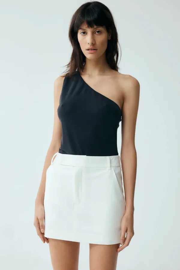 Tops>Third Form Form One Shoulder Top | Washed Black