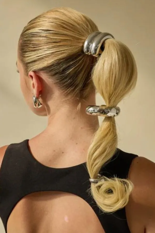 Bridal Accessories|Accessories>Lelet NY Glossy Double Arch Pony | Silver