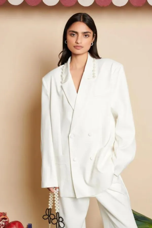 Ready-to-wear Whites|Tops>Sister Jane Harlow Pearl Blazer | Pearl Ivory