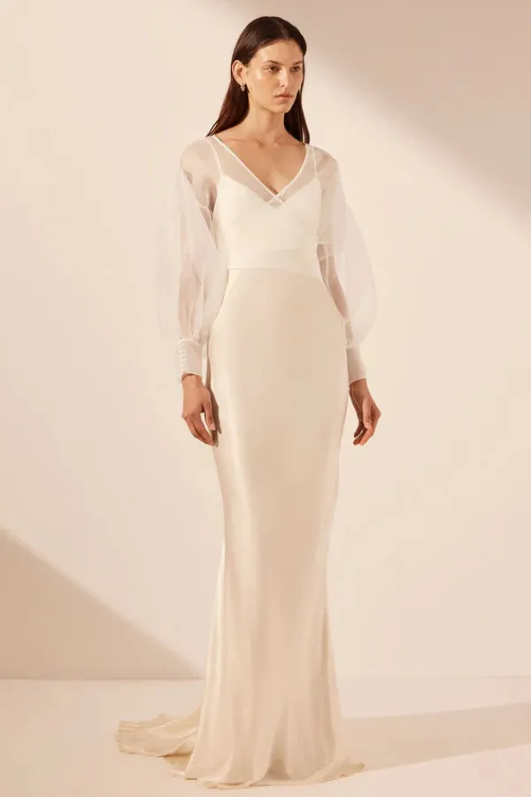 Ready-to-wear Whites|Tops>Shona Joy La Lune Lia Silk Wrap Crop Blouse | Ivory