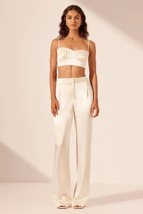 Ready-to-wear Whites|Bottoms>Shona Joy La Lune Mid Rise Straight Leg Pant | Cream