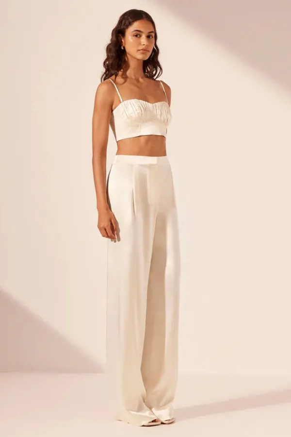 Ready-to-wear Whites|Bottoms>Shona Joy La Lune Mid Rise Straight Leg Pant | Cream