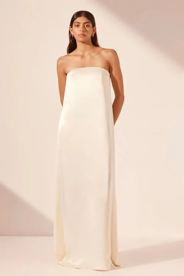 Ready-to-wear Whites|Dresses>Shona Joy La Lune Strapless Column Maxi Dress | Cream