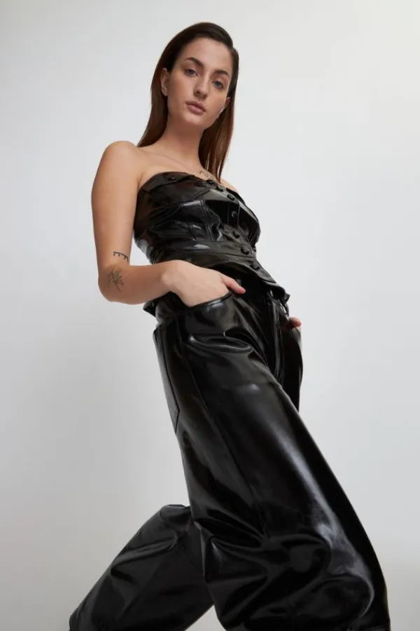 Tops>Stella Nova Leather Corsage | Black Brown