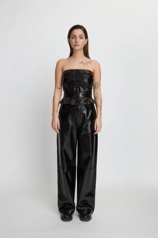 Tops>Stella Nova Leather Corsage | Black Brown