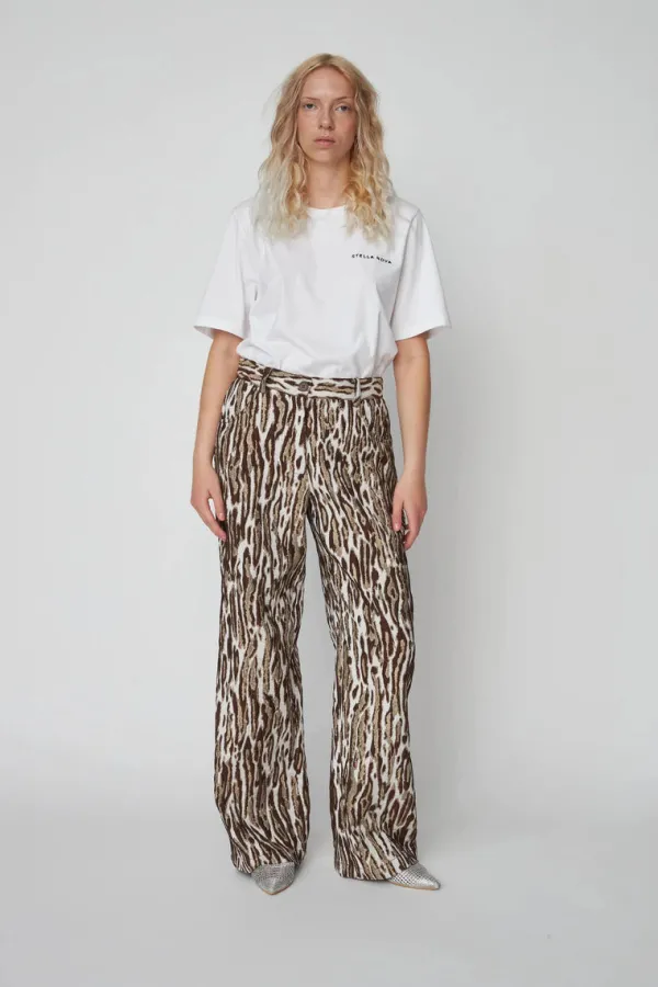 Bottoms>Stella Nova Leopard Jacquard Pants | Leopard