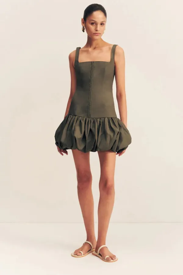 Dresses>Shona Joy Maiori Square Neck Bubble Mini Dress | Army Green