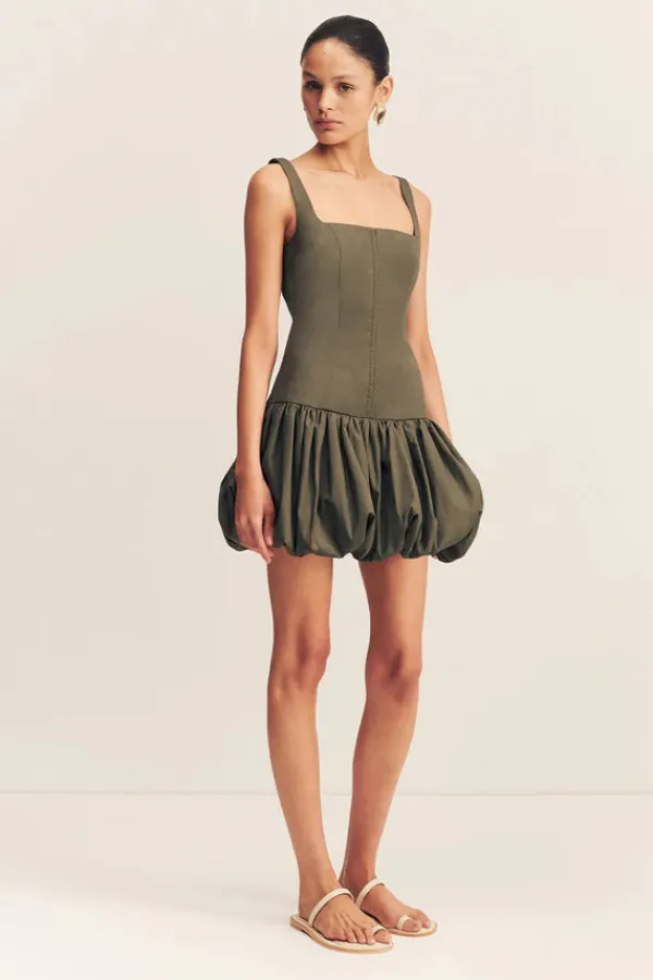Dresses>Shona Joy Maiori Square Neck Bubble Mini Dress | Army Green