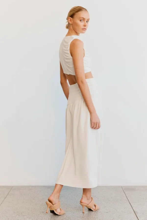 Ready-to-wear Whites>Third Form MARBLE GATHERED SIDE MIDI SKIRT | OFF WHITE