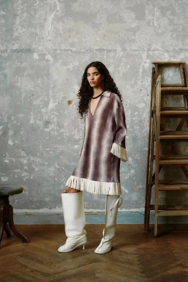 Dresses>OAS Merlot Echo Aya Net Dress