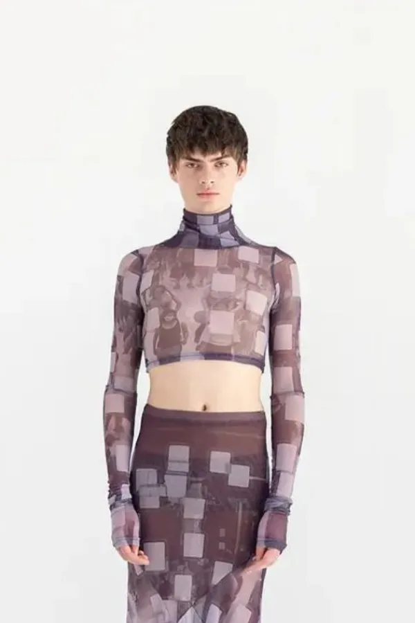 Tops>Martín Across Mesh Turtleneck Top | Sentinel