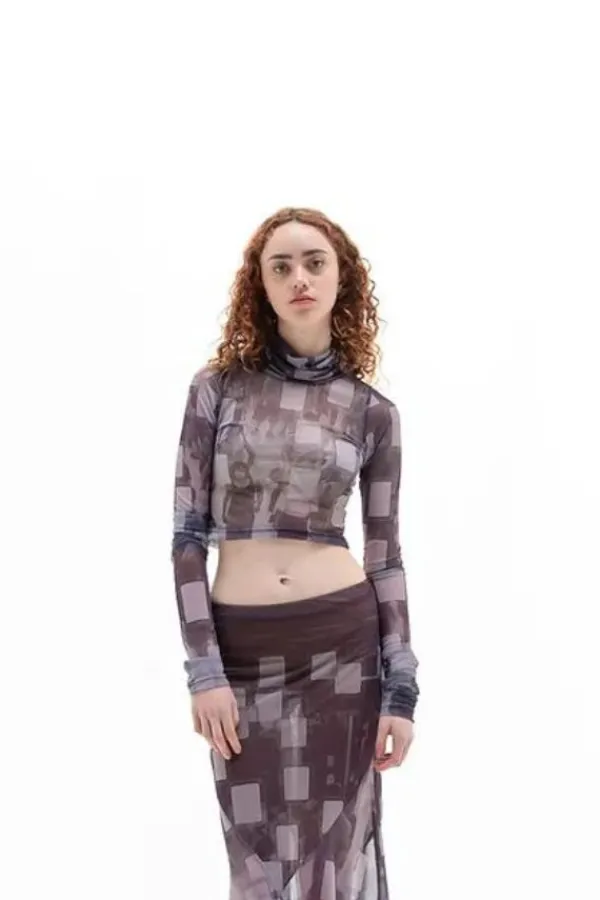 Tops>Martín Across Mesh Turtleneck Top | Sentinel