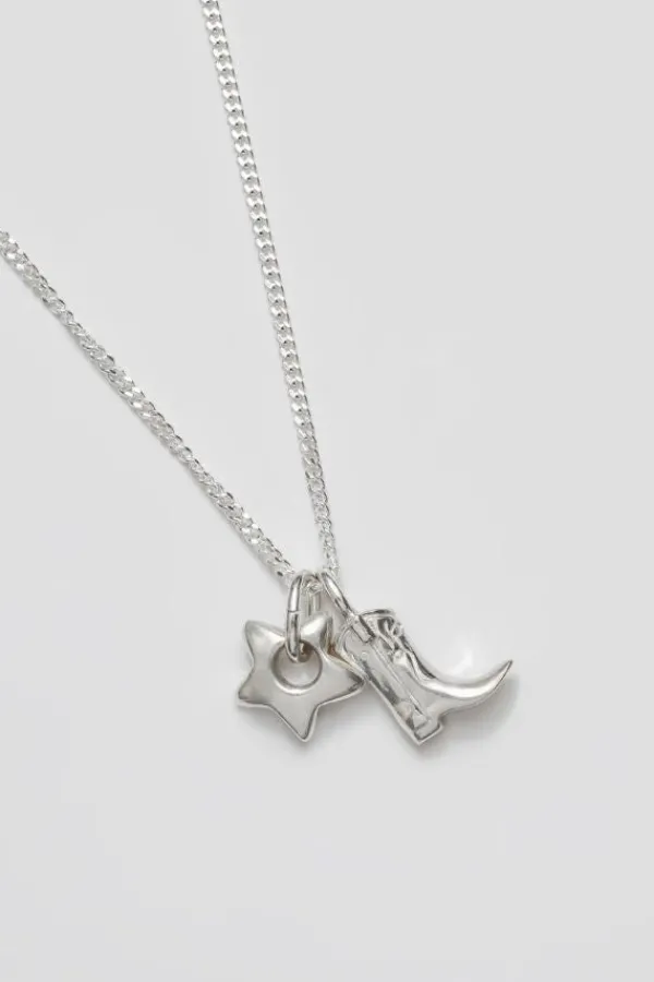 Jewelry>Wolf Circus Mini Cowboy Boot and Star Charm Necklace | Silver