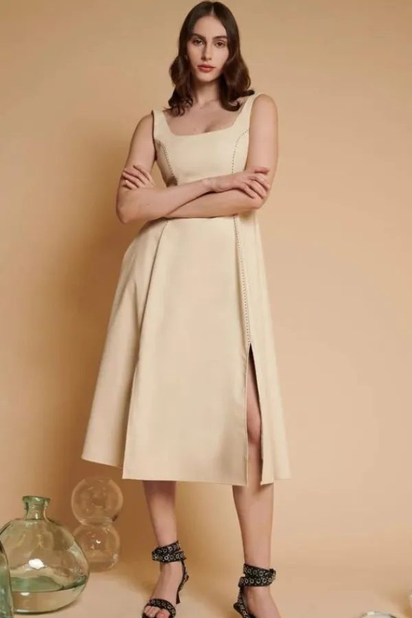 Dresses>Sister Jane Moira PU Sleeveless Dress | Swan Cream