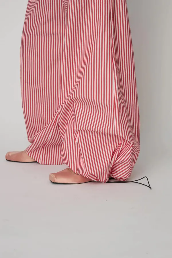 Bottoms>Stella Nova Oversized Striped Cotton Pants | Red Stripes