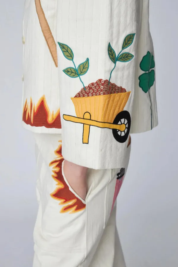 Tops>Stella Nova Patchwork Elements Cotton Jacket | Creme