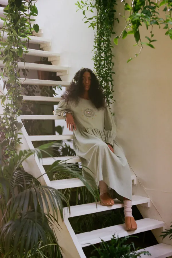 Dresses>Meadows PAVONIA DRESS LINEN | JADE