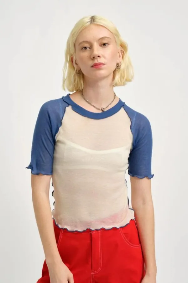 Tops>Eliza Faulkner Ruth Tee | White & Blue
