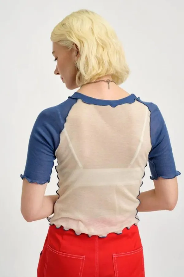 Tops>Eliza Faulkner Ruth Tee | White & Blue