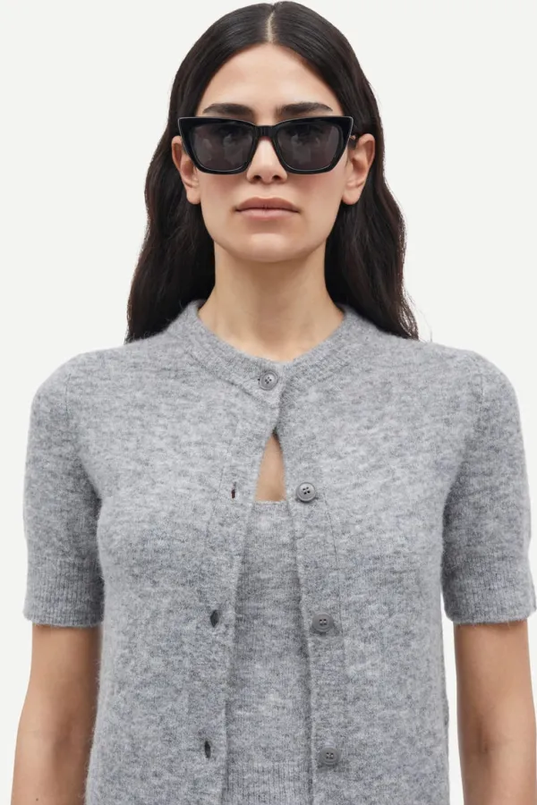 Tops>Samsoe Samsoe Sanoura SS Cardigan | Grey Mel.