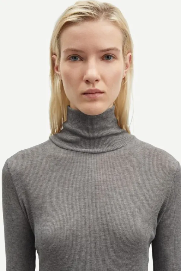 Tops>Samsoe Samsoe Sasonnet T-Neck | Mid Grey Mel.