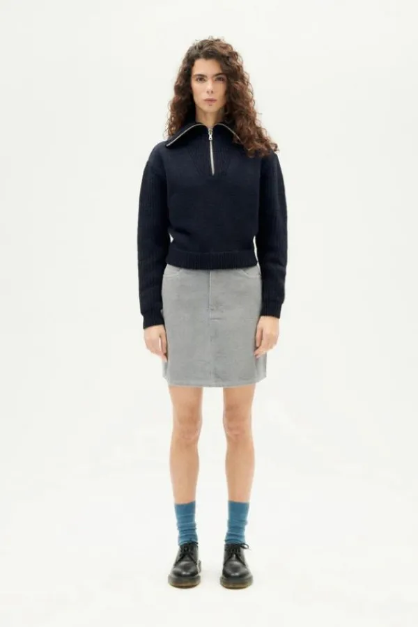 Tops>Thinking Mu Tanit Wool Sweater | Navy