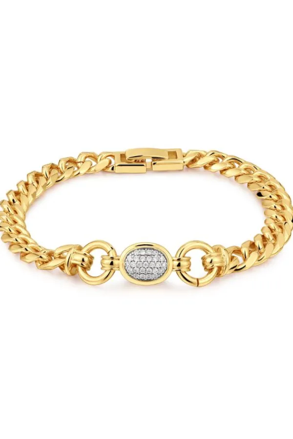 Jewelry>Luv AJ The Pave Oval Link Bracelet | Gold