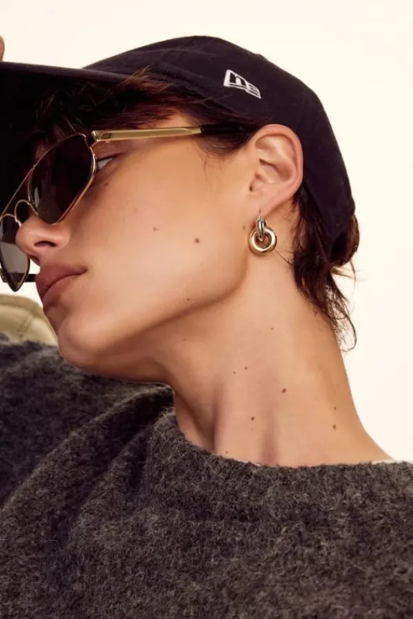 Jewelry>Luv AJ Two-Tone Interlock Hoops | Silver