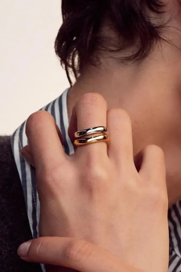 Jewelry>Luv AJ Two-Tone Wave Ring Set