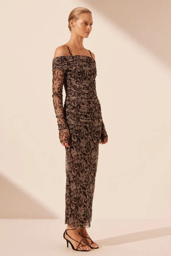 Dresses>Shona Joy Zoe Long Sleeve Off Shoulder Midi Dress | Zoe